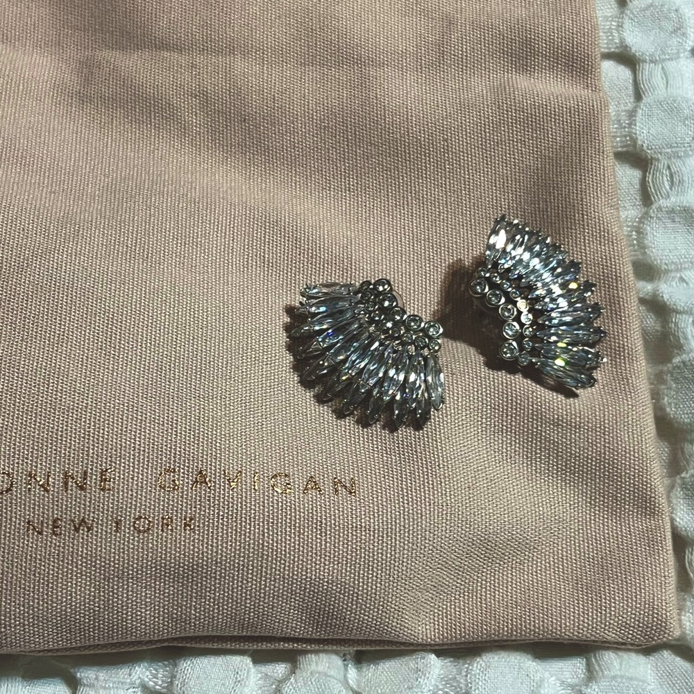 MIGNONNE GAVIGAN Mini Madeline earrings in CRYSTAL and SILVER